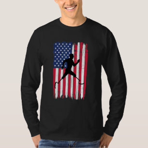 Disabled Athlete Runner Usa Flag Athletics T-Shirt