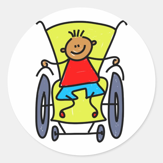 Disabled Boy Classic Round Sticker (Front)