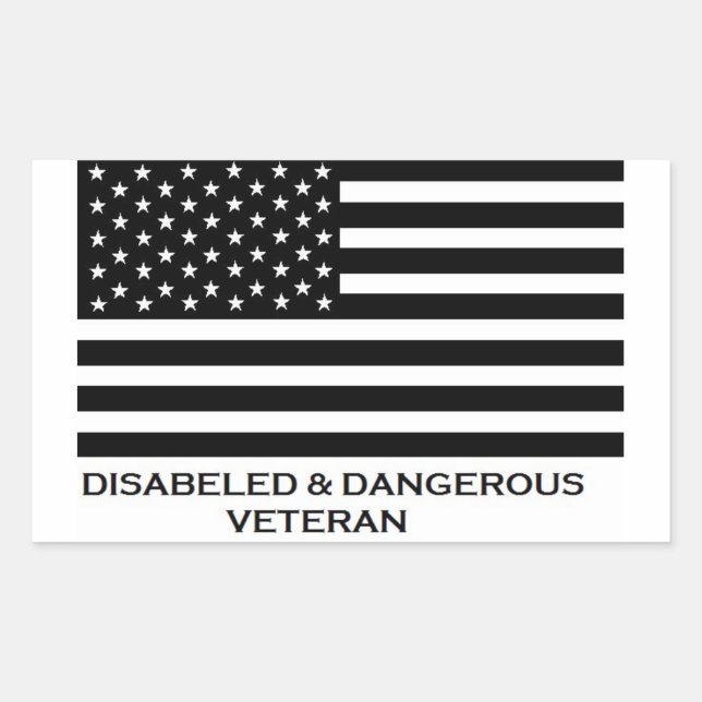 disabled & Dangerous Veteran Rectangular Sticker (Front)