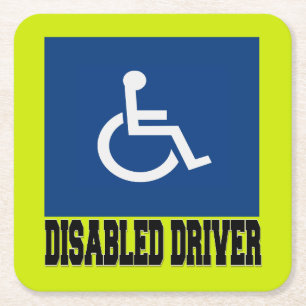 Disabled Driver Square Paper Coaster