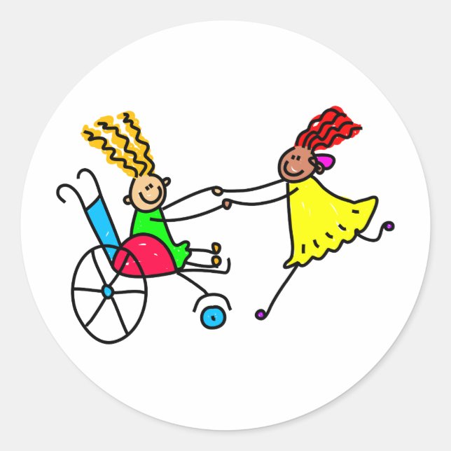 Disabled Friends Classic Round Sticker (Front)