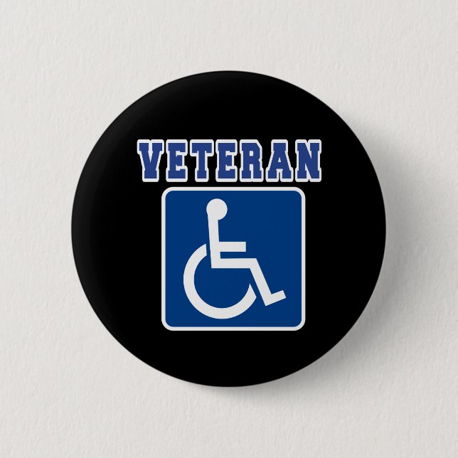 Disabled Handicapped Veteran 6 Cm Round Badge (Front)