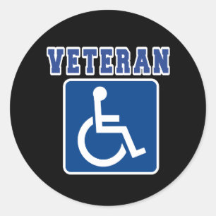 Disabled Handicapped Veteran Classic Round Sticker