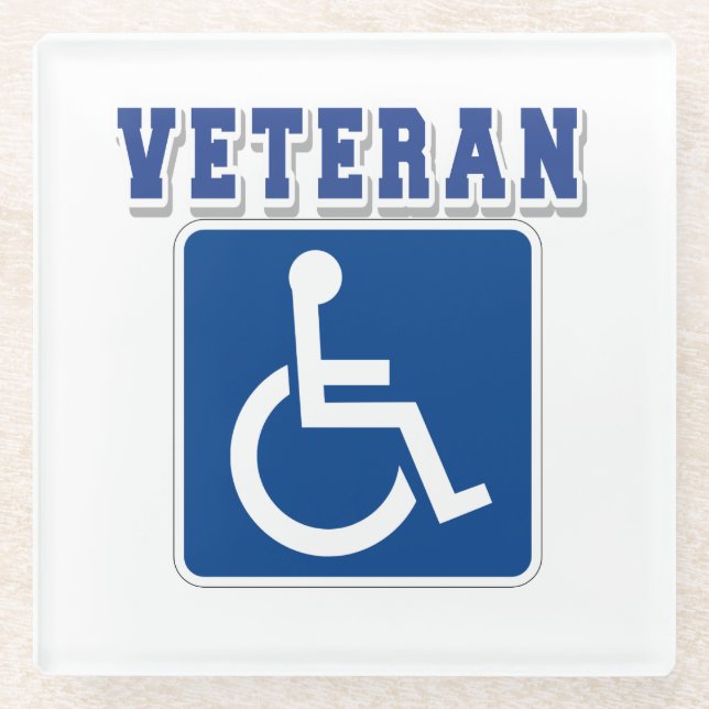 Disabled Handicapped Veteran Glass Coaster (Front)