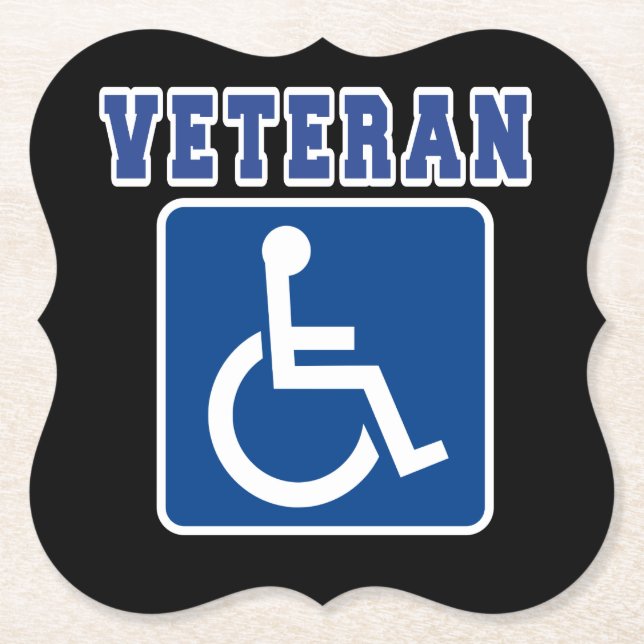 Disabled Handicapped Veteran Paper Coaster (Front)