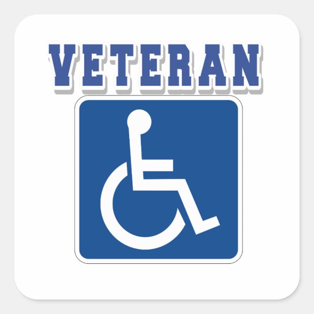 Disabled Handicapped Veteran Square Sticker (Front)