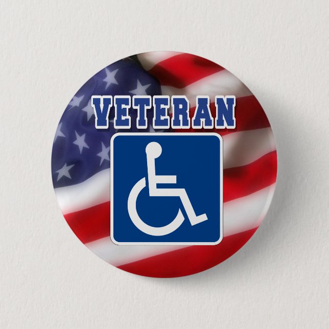 Disabled Handicapped Veteran USA 6 Cm Round Badge (Front)