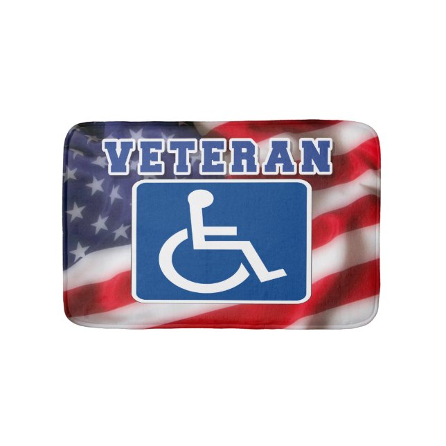 Disabled Handicapped Veteran USA Bath Mat (Front)