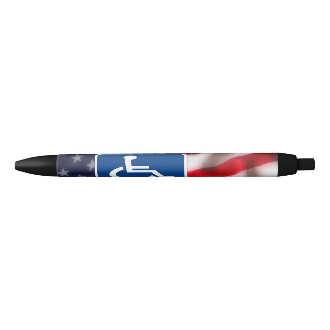 Disabled Handicapped Veteran USA Black Ink Pen (Front)