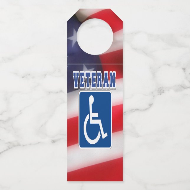 Disabled Handicapped Veteran USA Bottle Tag (Front)