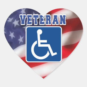 Disabled Handicapped Veteran USA Heart Sticker