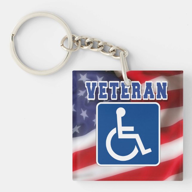Disabled Handicapped Veteran USA Key Ring (Front)