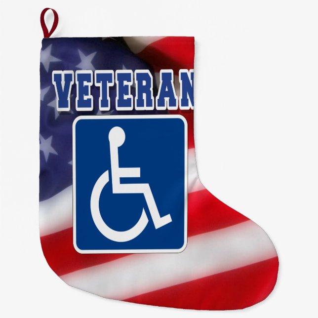 Disabled Handicapped Veteran USA Large Christmas Stocking (Front)