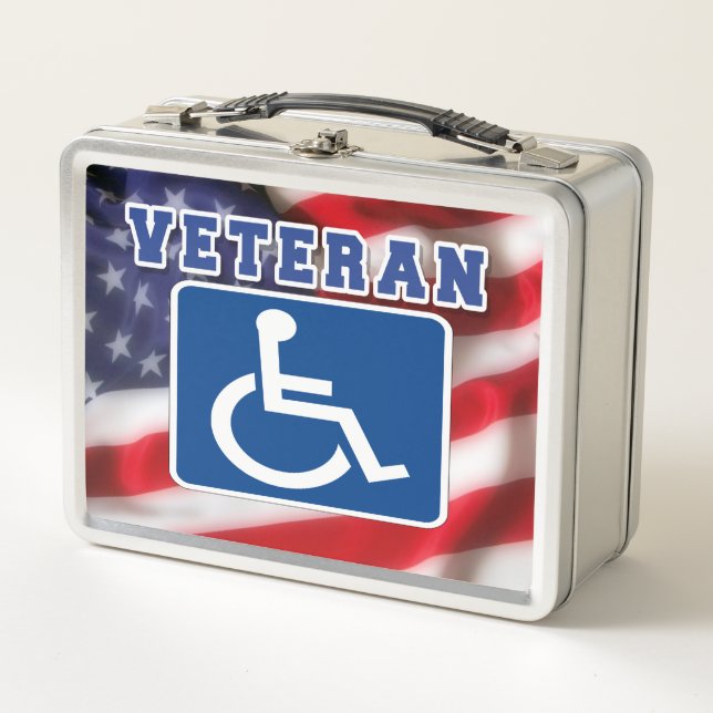 Disabled Handicapped Veteran USA Metal Lunch Box (Front)