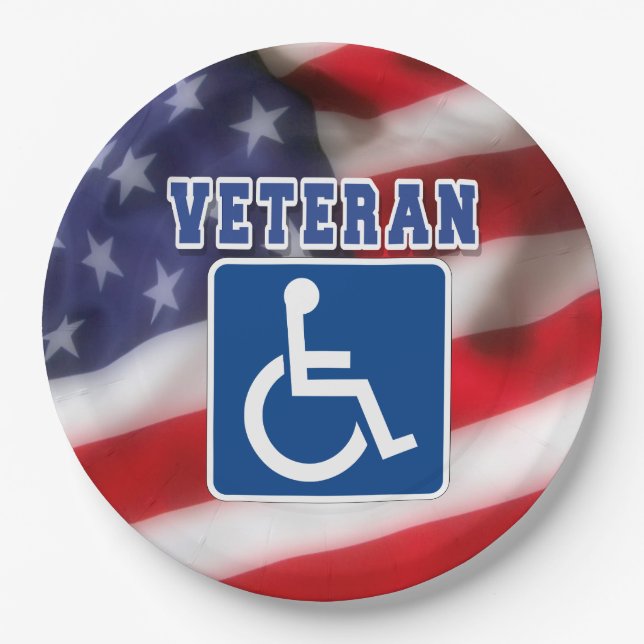 Disabled Handicapped Veteran USA Paper Plate (Front)