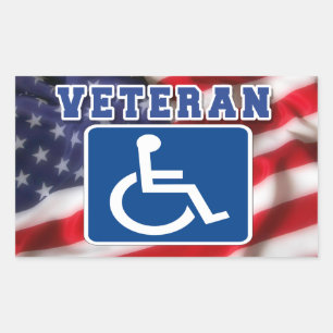 Disabled Handicapped Veteran USA Rectangular Sticker