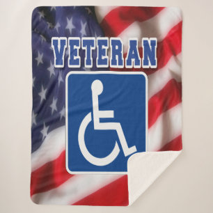 Disabled Handicapped Veteran USA Sherpa Blanket