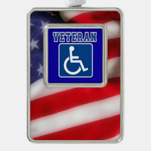 Disabled Handicapped Veteran USA Silver Plated Framed Ornament