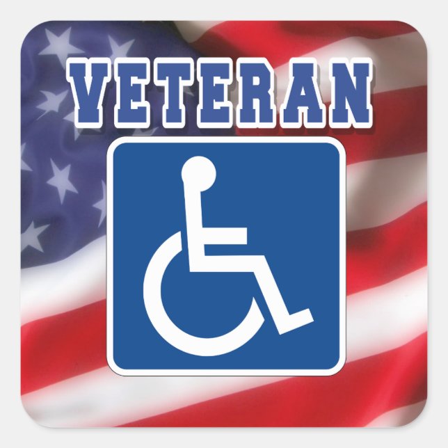Disabled Handicapped Veteran USA Square Sticker (Front)