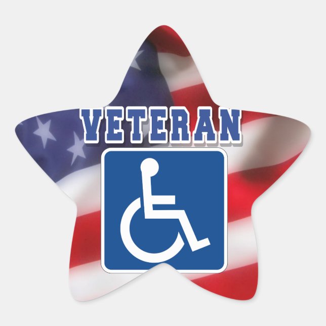 Disabled Handicapped Veteran USA Star Sticker (Front)