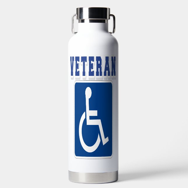 Disabled Handicapped Veteran Water Bottle (Front)