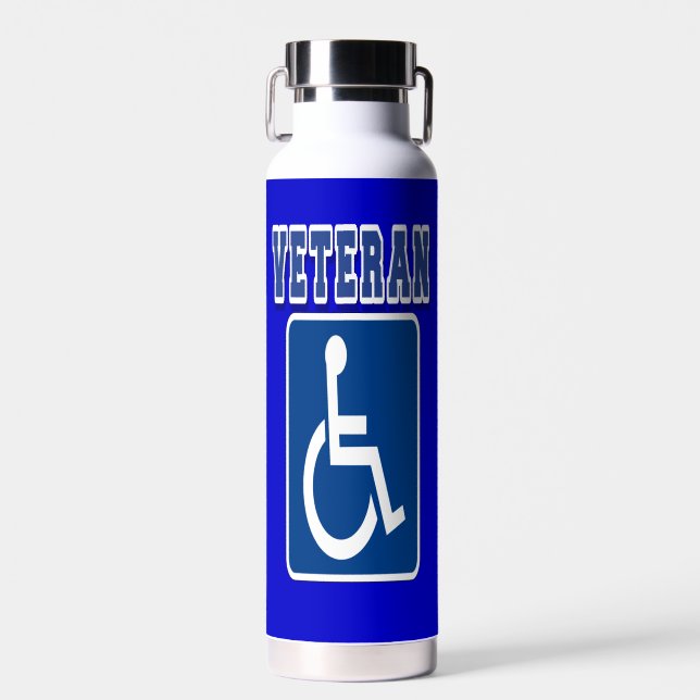 Disabled Handicapped Veteran Water Bottle (Front)