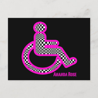 Disabled In Retro Pink Post Card
