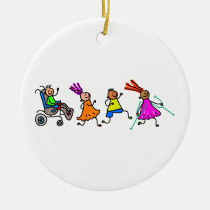 Disabled Kids Ceramic Tree Decoration