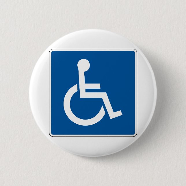 Disabled Street Sign 6 Cm Round Badge (Front)