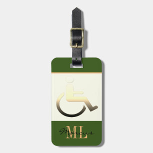 Disabled Symbol & monogrammed / Luggage Tag khaki