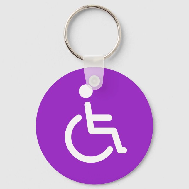 Disabled symbol or purple handicap sign for girls key ring (Front)