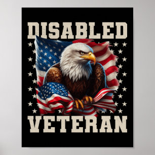 Disabled Veteran American Flag Military Soldier Ve Poster