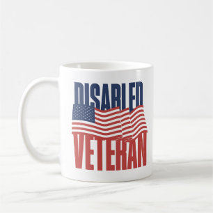 Disabled Veteran Proud Patriotic American Flag USA Coffee Mug