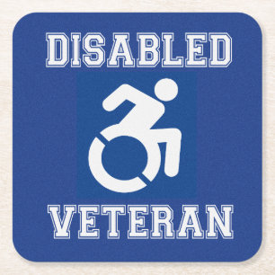 Disabled Veteran Square Paper Coaster