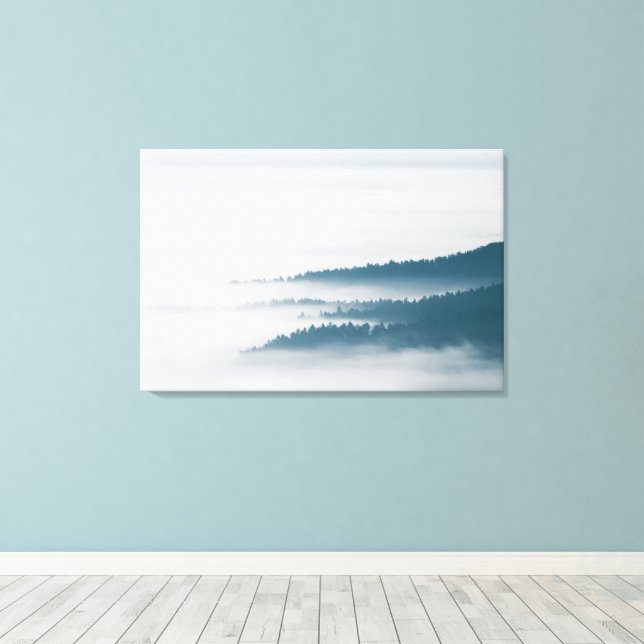 DIsappearing hills in fog Canvas Print (Insitu(Wood Floor))