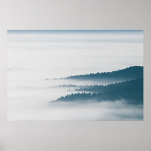 DIsappearing hills in fog Poster