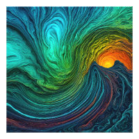 "Disappearing Sun" Abstract Fractal Waves