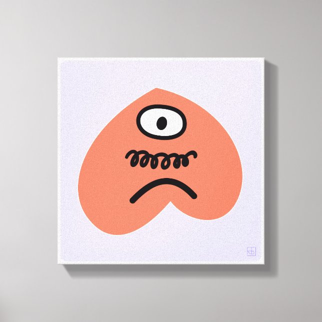 Disappointed Heart - Sad With Moustache Canvas Print (Front)