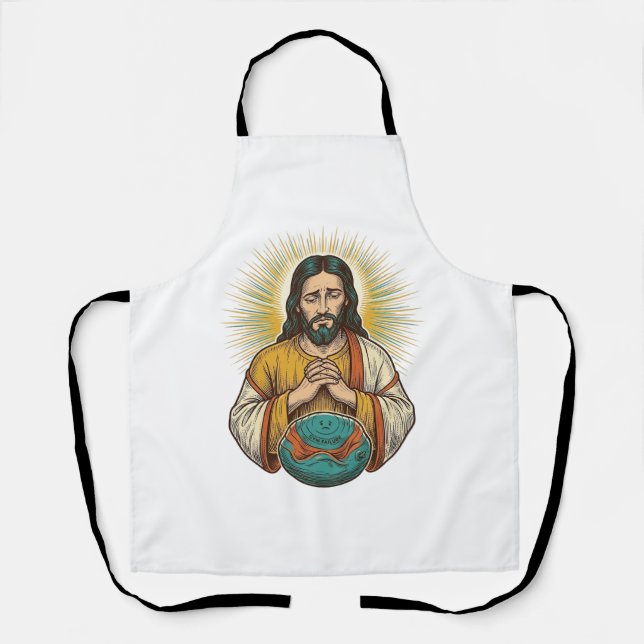 Disappointed Jesus Deflated Exercise Ball Gym Fail Apron (Front)