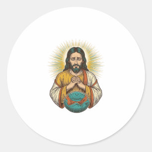 Disappointed Jesus Deflated Exercise Ball Gym Fail Classic Round Sticker