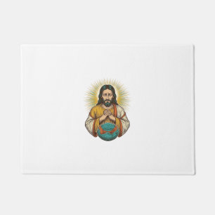 Disappointed Jesus Deflated Exercise Ball Gym Fail Doormat
