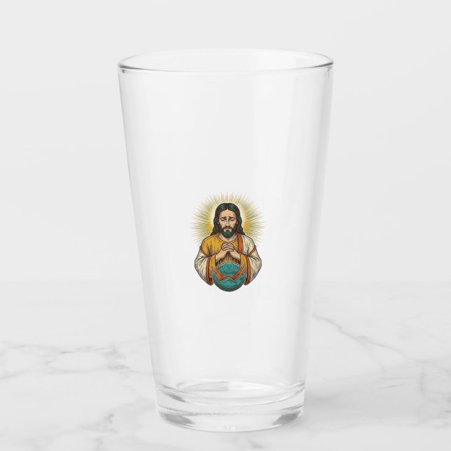 Disappointed Jesus Deflated Exercise Ball Gym Fail Glass (Front)