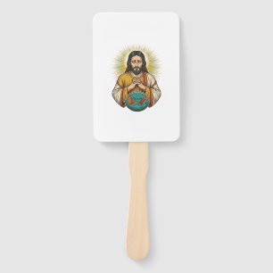 Disappointed Jesus Deflated Exercise Ball Gym Fail Hand Fan