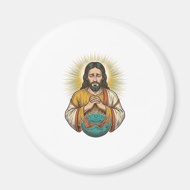 Disappointed Jesus Deflated Exercise Ball Gym Fail Magnet (Front)