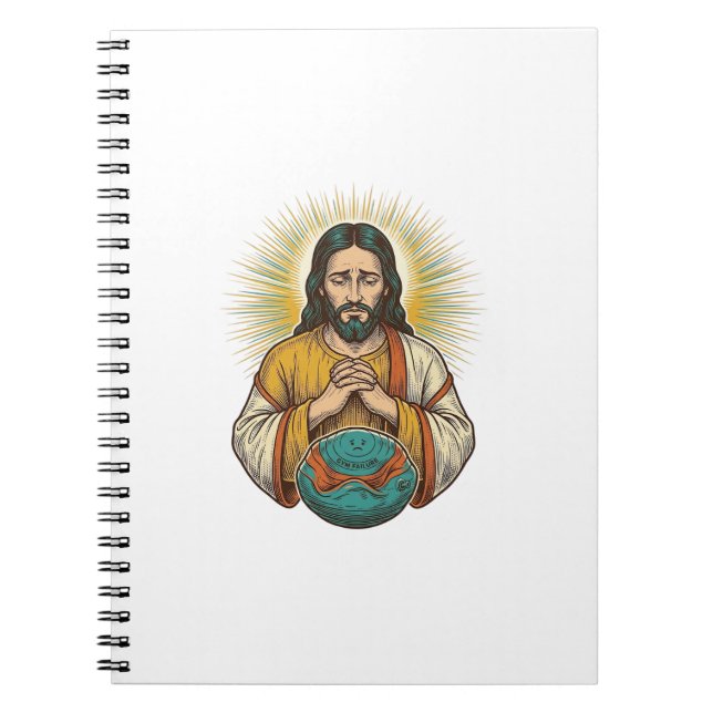 Disappointed Jesus Deflated Exercise Ball Gym Fail Notebook (Front)