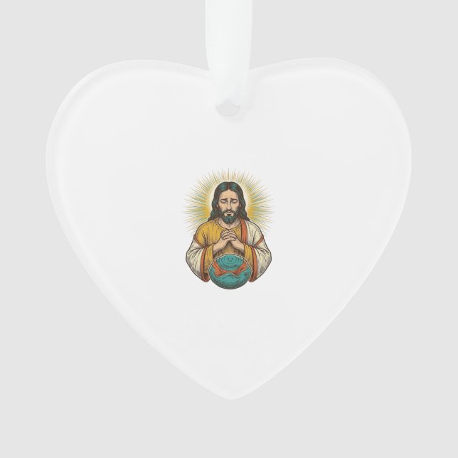 Disappointed Jesus Deflated Exercise Ball Gym Fail Ornament (Front)
