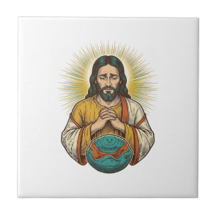 Disappointed Jesus Deflated Exercise Ball Gym Fail Tile