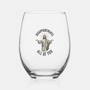 Disappointments All Of You Vintage Religious Shirt Stemless Wine Glass