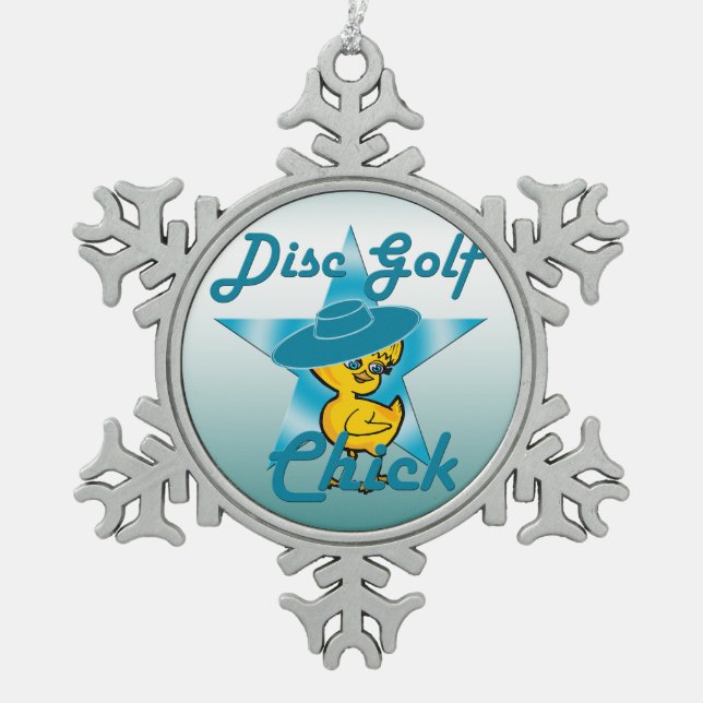 Disc Golf #7 Snowflake Pewter Christmas Ornament (Front)