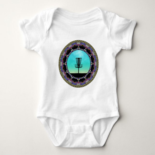 Disc Golf Abstract Basket 3 Baby Bodysuit (Front)